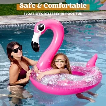 Flamingo Pool Float with Glitter for Fun Summer Days