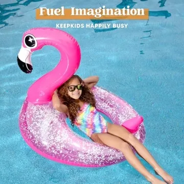 Flamingo Pool Float with Glitter for Fun Summer Days