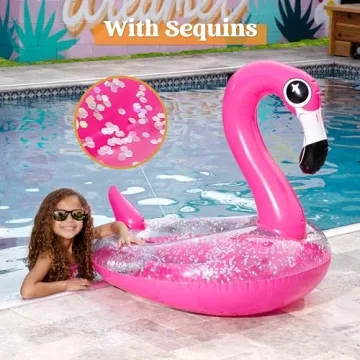 Flamingo Pool Float with Glitter for Fun Summer Days