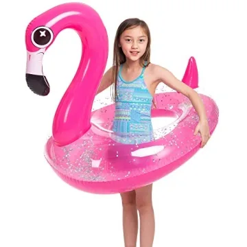 Flamingo Pool Float with Glitter for Fun Summer Days