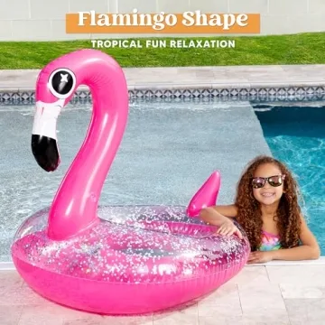Flamingo Pool Float with Glitter for Fun Summer Days