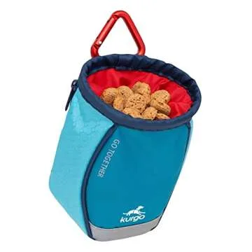 Kurgo Go Stuff It Dog Treat Bag, Training Treat Pouch Bag for Dogs, Treat Pouches for Pets, Hands-Free Pouch Waist, Reflective, Includes Carabiner (Coastal Blue)