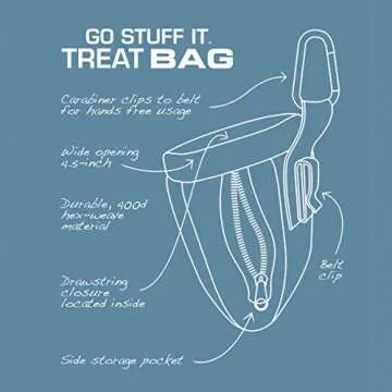 Kurgo Go Stuff It Dog Treat Bag, Training Treat Pouch Bag for Dogs, Treat Pouches for Pets, Hands-Free Pouch Waist, Reflective, Includes Carabiner (Coastal Blue)