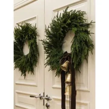 Christmas Wreath - 18 inch Artificial Norfolk Pine Wreath for Front Door - Green Pine Cypress Wreath for Indoor Outdoor Farmhouse Window Festival Wedding Decor Artificial Wreath for Thanksgiving