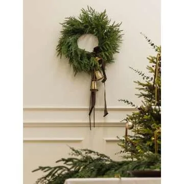 Christmas Wreath - 18 inch Artificial Norfolk Pine Wreath for Front Door - Green Pine Cypress Wreath for Indoor Outdoor Farmhouse Window Festival Wedding Decor Artificial Wreath for Thanksgiving