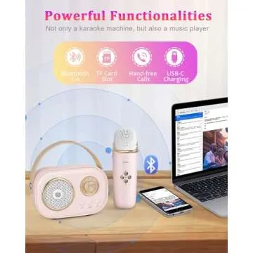 Mini Karaoke Machine for Kids&Adults,Portable Bluetooth Speaker with 2 Wireless Microphones and Stereo Sound Enhanced Bass,Gifts for Girl 3 4 5 6 7 8 9 10 11 12+ Years Old Home Party (Pink)