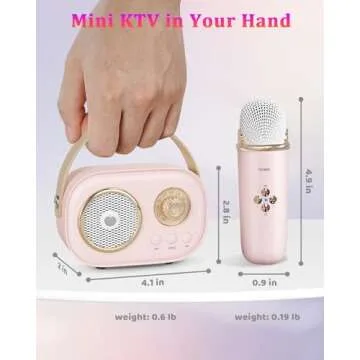 Mini Karaoke Machine for Kids&Adults,Portable Bluetooth Speaker with 2 Wireless Microphones and Stereo Sound Enhanced Bass,Gifts for Girl 3 4 5 6 7 8 9 10 11 12+ Years Old Home Party (Pink)