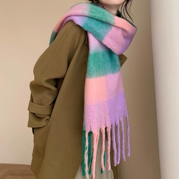Oversized Winter Plaid Scarf for Women - Trendy & Cozy
