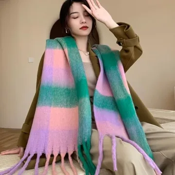 Oversized Winter Plaid Scarf for Women - Trendy & Cozy
