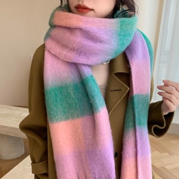 Oversized Winter Plaid Scarf for Women - Trendy & Cozy