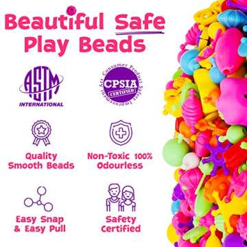 Blue Squid Snap Pop Beads for Girls – 730pcs Kids Jewelry Making Kit, Pop-Bead Art and Craft Kit D...