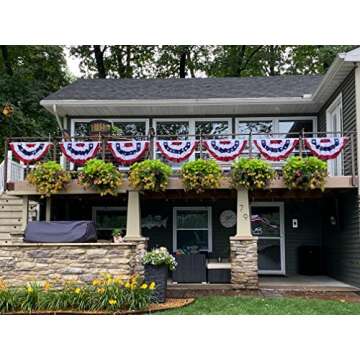 2x4 Ft 4th of July Decorations Memorial Day American flags Bunting Flags outdoor- Half Fan Banner Pleated Patriotic flag USA Flags 4-Pack