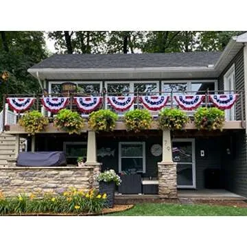 2x4 Ft 4th of July Decorations Memorial Day American flags Bunting Flags outdoor- Half Fan Banner Pleated Patriotic flag USA Flags 4-Pack