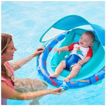 Swimways Infant Spring Float, Baby Pool Float with Canopy & UPF Protection, Swimming Pool Accessorie...