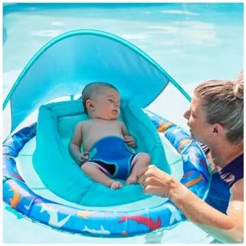 Swimways Infant Spring Float, Baby Pool Float with Canopy & UPF Protection, Swimming Pool Accessories for Kids 3-9 Months, Shark