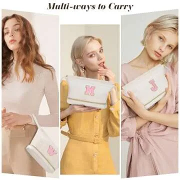 Valentine's Day Gifts for Women Girls, Initial Makeup Bag, Travel Make up Bag Double Layer Cosmetic ...