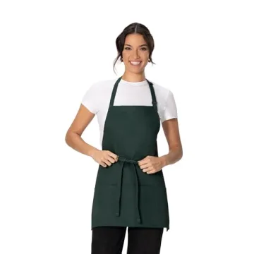 Chef Works Unisex Three Pocket Apron with Adjustable Neck Strap in Hunter Green