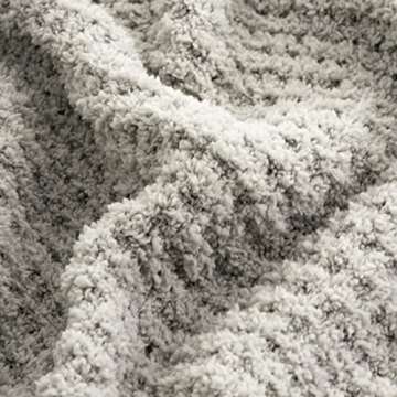 RECYCO Super Soft Throw Blanket for Couch, Warm Cozy Lightweight Throw Blanket Knit Blankets for Bed Chair Sofa Living Room, Light Grey, 50x60 Inches, Laundry Bag Included