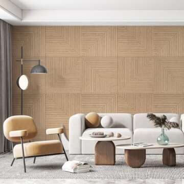 Art3d 6-Pack Self-Adhesive Acoustic Wall Panels for Home Décor, 24 x 24 Inch Soundproofing Panels f...