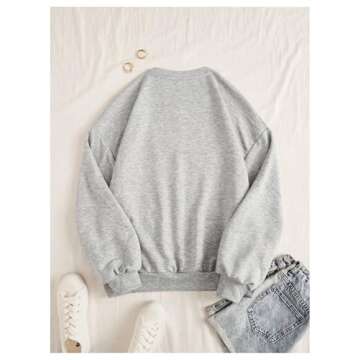 GORGLITTER Women's Oversized Graphic Sweatshirt Crewneck Cute Long Sleeve Shirt Pullover Top Light G...