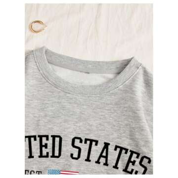 GORGLITTER Women's Oversized Graphic Sweatshirt Crewneck Cute Long Sleeve Shirt Pullover Top Light Grey Letter X-Small