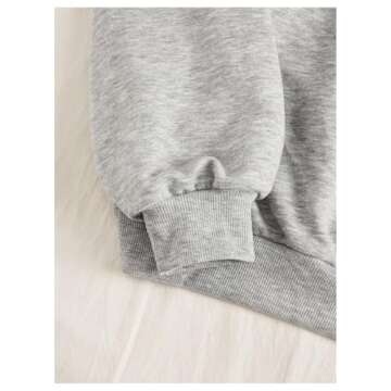 GORGLITTER Women's Oversized Graphic Sweatshirt Crewneck Cute Long Sleeve Shirt Pullover Top Light Grey Letter X-Small