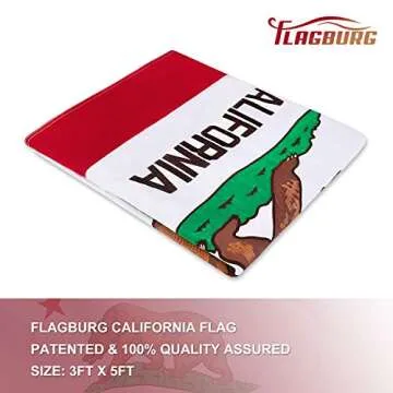 FLAGBURG California State Flag 3x5 FT,Embroidered Heavy Duty 300D Nylon Strongest Longest Lasting- CA Republic Bear Flag Outdoor Indoor Waterproof