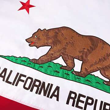 FLAGBURG California State Flag 3x5 FT,Embroidered Heavy Duty 300D Nylon Strongest Longest Lasting- CA Republic Bear Flag Outdoor Indoor Waterproof