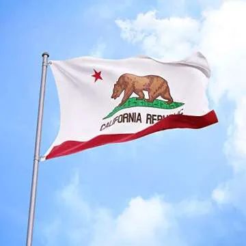 FLAGBURG California State Flag 3x5 FT,Embroidered Heavy Duty 300D Nylon Strongest Longest Lasting- CA Republic Bear Flag Outdoor Indoor Waterproof