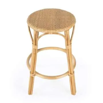Home Square 24" H Transitional Natural Rattan Counter Stool - Set of 2