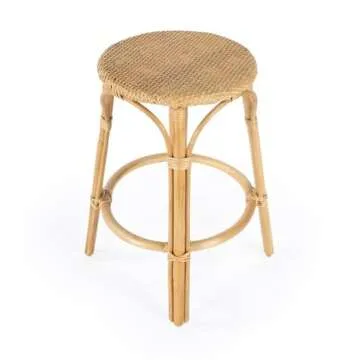 Home Square 24" H Transitional Natural Rattan Counter Stool - Set of 2