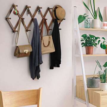 WEBI Accordion Wall Hanger with 16 Peg Hooks - Expandable Rack