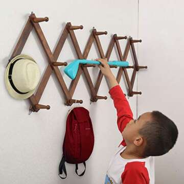 WEBI Accordion Wall Hanger with 16 Peg Hooks - Expandable Rack