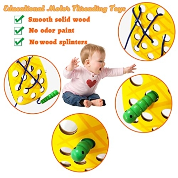 4 Pack Wooden Lacing Toy for Fine Motor Skill Development