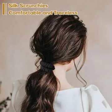 6PCS Silk Scrunchies for Hair, 100% Mulberry Silk Hair Ties, Elastic Ponytail Holders No Damage, Scrunchies for Women Girls