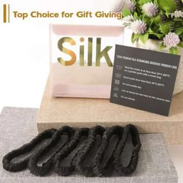 6PCS Silk Scrunchies for Hair, 100% Mulberry Silk Hair Ties, Elastic Ponytail Holders No Damage, Scrunchies for Women Girls