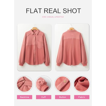 SHEWIN Women's Oversized Waffle Knit Shacket for Fall Fashion