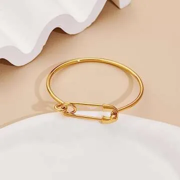 HESSAWELL Gold Link Bangle Bracelet for Women Simple Thin Cuff Bangle Bracelet Minimalist Jewelry