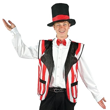 Vibrant Carnival Circus Costume Set - Adult Dress Up with Hat & Bowtie
