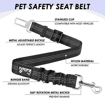 SlowTon Dog Car Seat Belt – Safety Strap for Pets with Collapsible Bowl