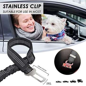 Adjustable Dog Car Seat Belt with Collapsible Bowl