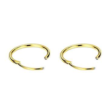 FANSING Earrings for Women Hoop Earrings Trendy Cartilage Earring Hoop Surgical Steel Earrings for Men Gold 8mm