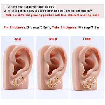 FANSING Earrings for Women Hoop Earrings Trendy Cartilage Earring Hoop Surgical Steel Earrings for Men Gold 8mm