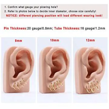 FANSING Earrings for Women Hoop Earrings Trendy Cartilage Earring Hoop Surgical Steel Earrings for Men Gold 8mm