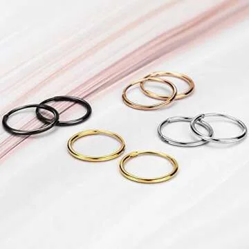 FANSING Earrings for Women Hoop Earrings Trendy Cartilage Earring Hoop Surgical Steel Earrings for Men Gold 8mm