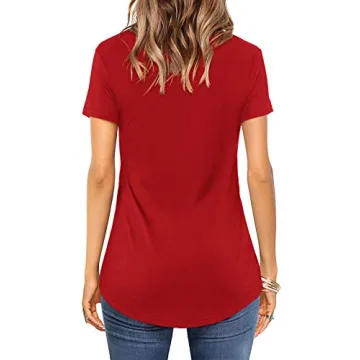 Amoretu Women's V Neck Criss Cross Short Sleeve Summer Tee