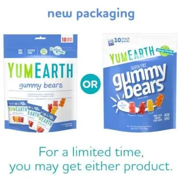 YumEarth Organic Fruit Flavored Gummy Bears, 10- .7oz. Snack Packs, Allergy Friendly, Gluten Free, N...