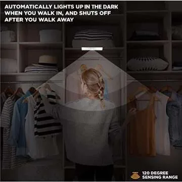 VYANLIGHT Motion Sensor LED Under Cabinet Lights, 10 LED Light Strips for Closet, Kitchen, Bathroom, Pantry - Battery Operated, Wireless, Peel and Stick, 6 Pack