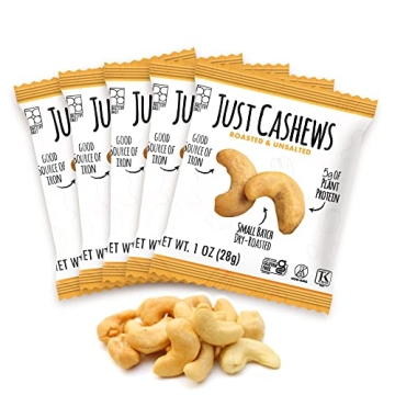 Roastery Coast Just Cashews - Gourmet Unsalted Snack Packs, 24 x 1 Oz