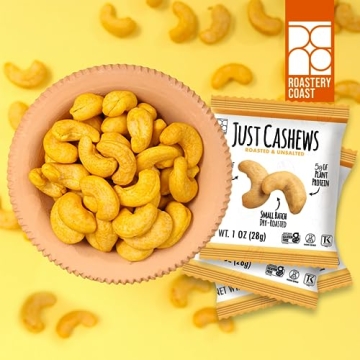 Roastery Coast Just Cashews Unsalted Snack Packs - 24 Individually Wrapped